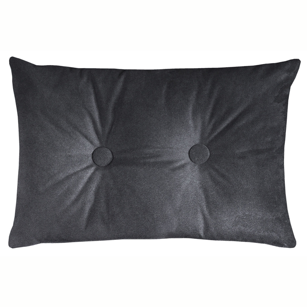 McAlister Textiles Matt Charcoal Grey Velvet Button Pillow Pillow Cover Only 60cm x 40cm 