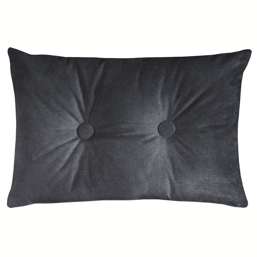 McAlister Textiles Matt Charcoal Grey Velvet Button Pillow Pillow Cover Only 60cm x 40cm