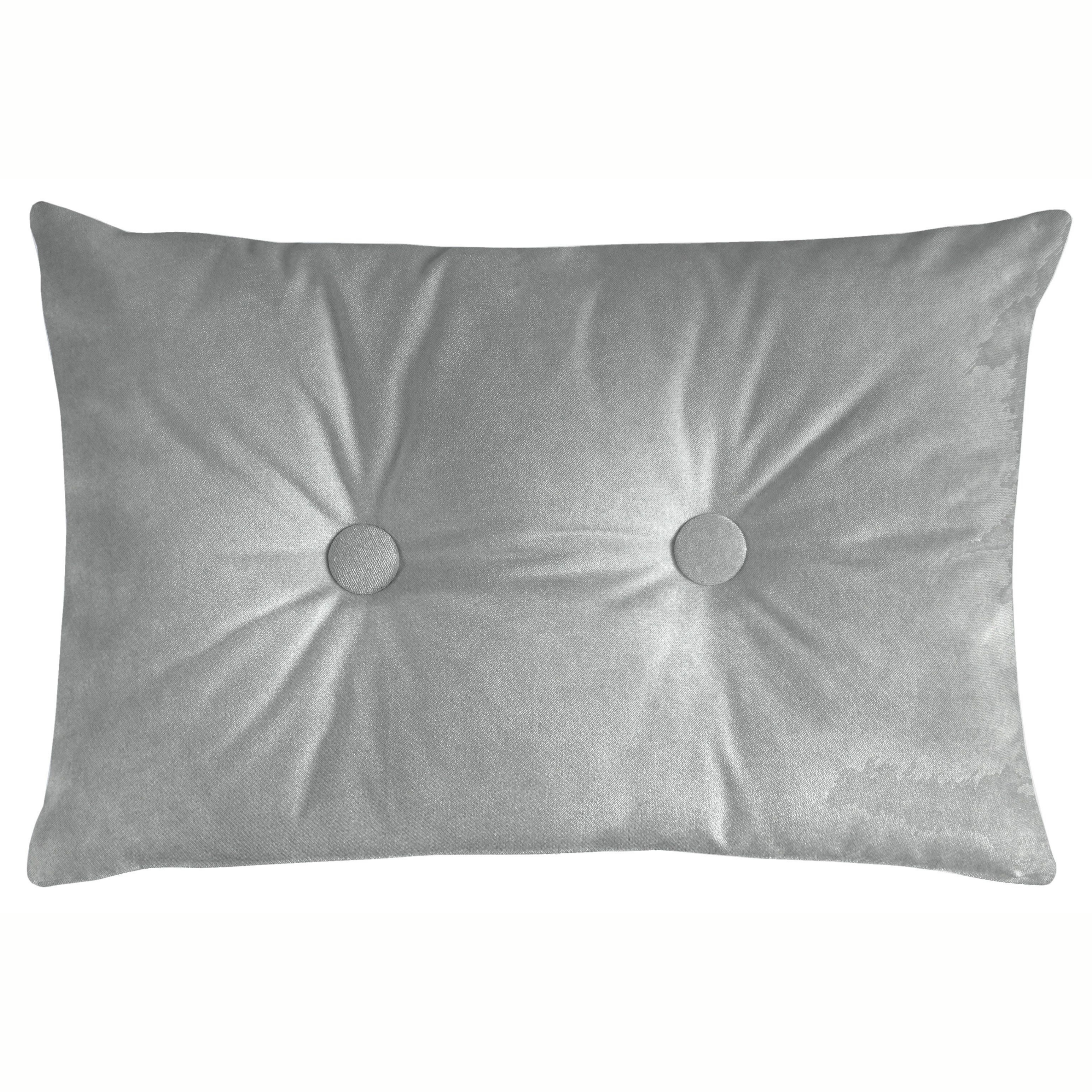 McAlister Textiles Matt Dove Grey Velvet Button 40cm x 60cm Pillow Pillow Cover Only 60cm x 40cm