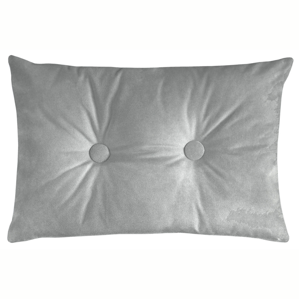 McAlister Textiles Matt Dove Grey Velvet Button 40cm x 60cm Pillow Pillow Cover Only 60cm x 40cm 