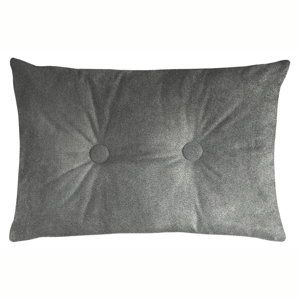 McAlister Textiles Matt Soft Silver Velvet Button 40cm x 60cm Pillow Pillow Cover Only 60cm x 40cm 