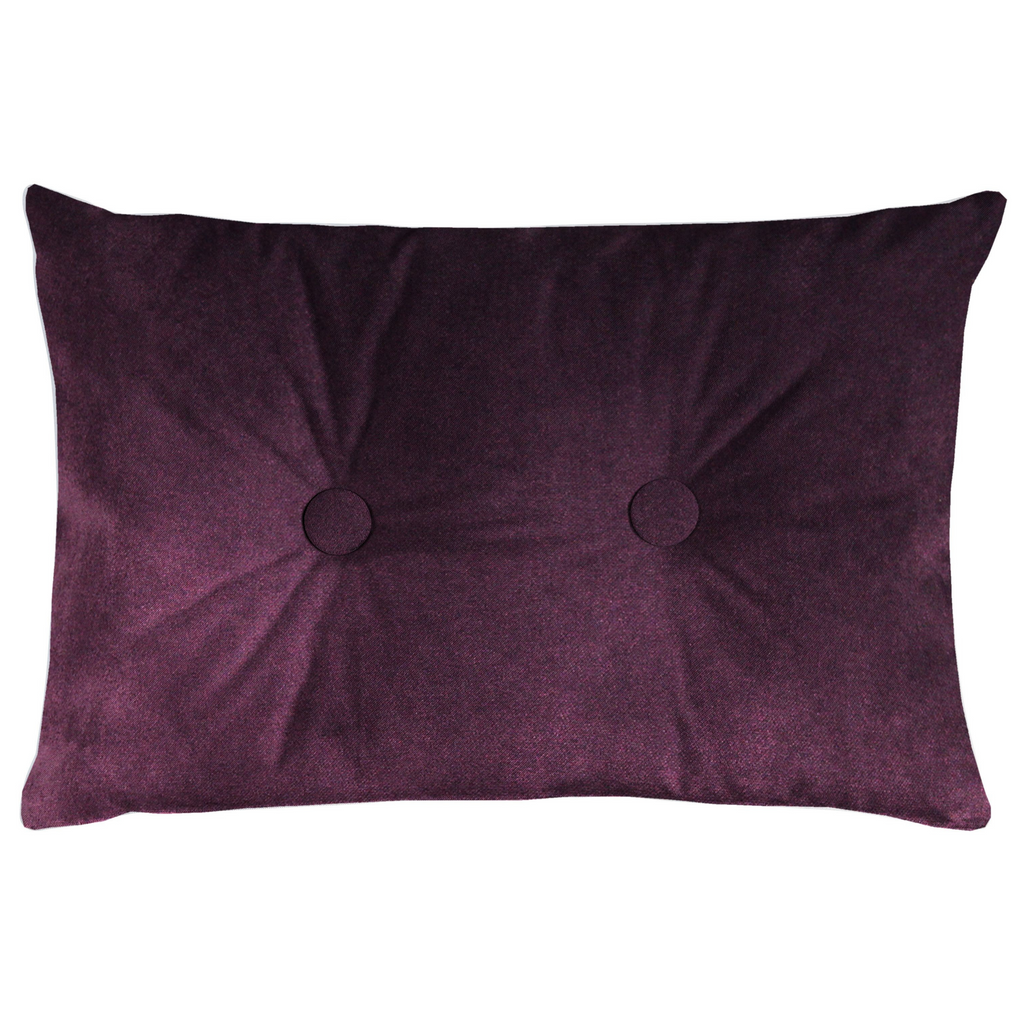 McAlister Textiles Matt Aubergine Purple Velvet Button 40cm x 60cm Pillow Pillow Cover Only 60cm x 40cm 