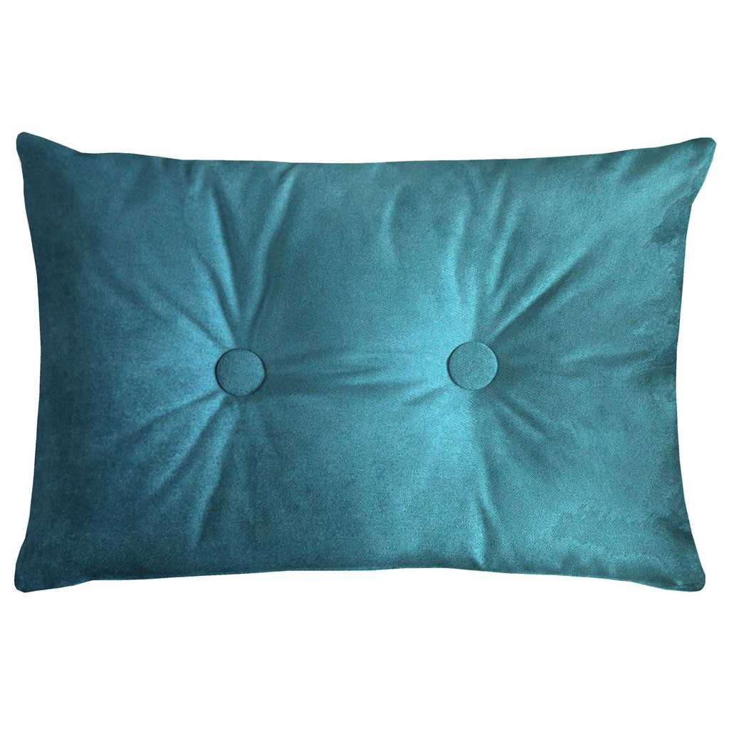 McAlister Textiles Matt Blue Teal Velvet Button 40cm x 60cm Pillow Pillow Cover Only 60cm x 40cm 