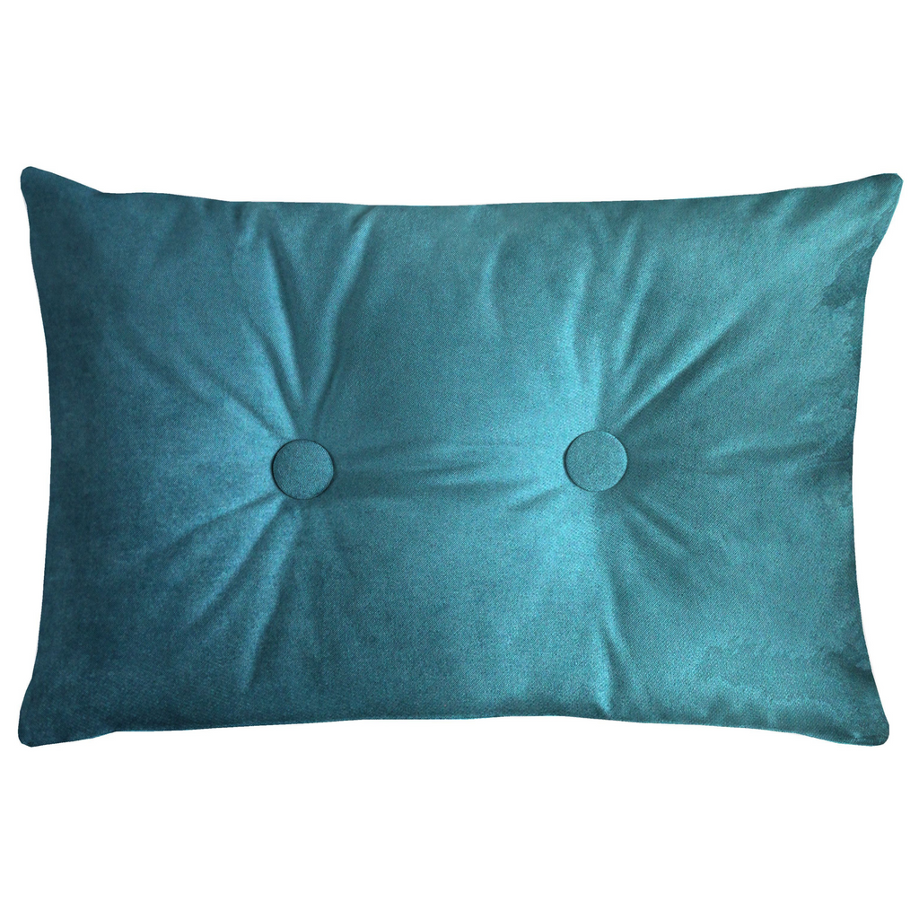 McAlister Textiles Matt Blue Teal Velvet Button 40cm x 60cm Pillow Pillow Cover Only 60cm x 40cm