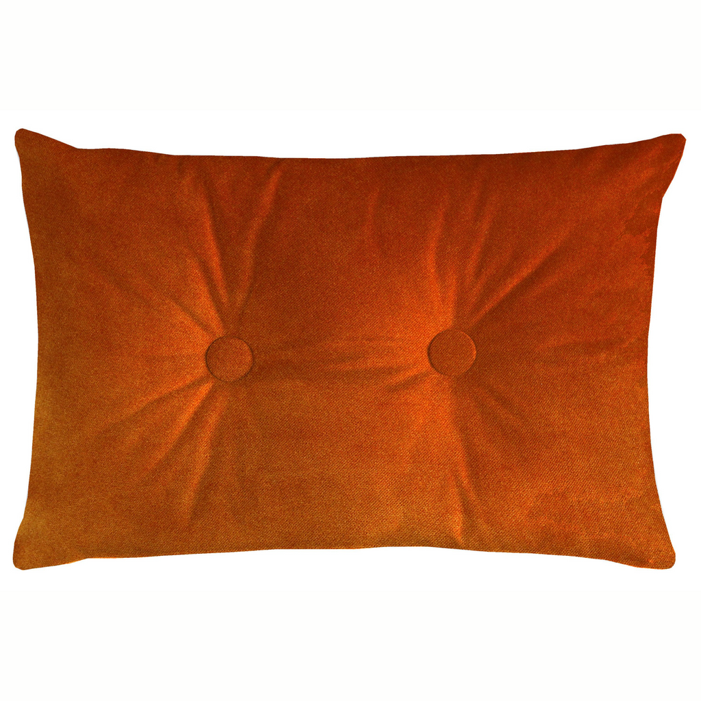 McAlister Textiles Matt Burnt Orange Velvet Button 40cm x 60cm Pillow Pillow Cover Only 60cm x 40cm 