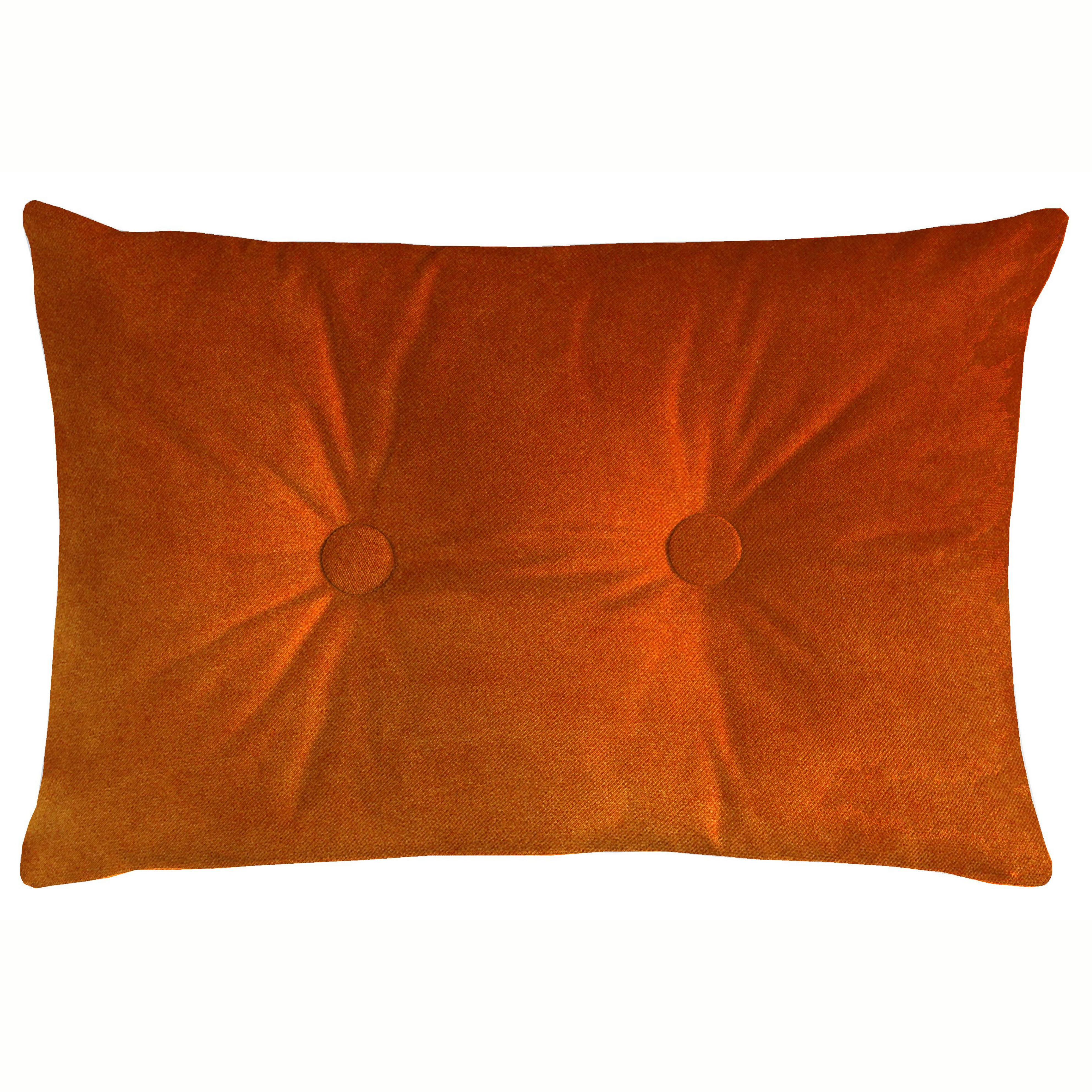 McAlister Textiles Matt Burnt Orange Velvet Button 40cm x 60cm Pillow Pillow Cover Only 60cm x 40cm