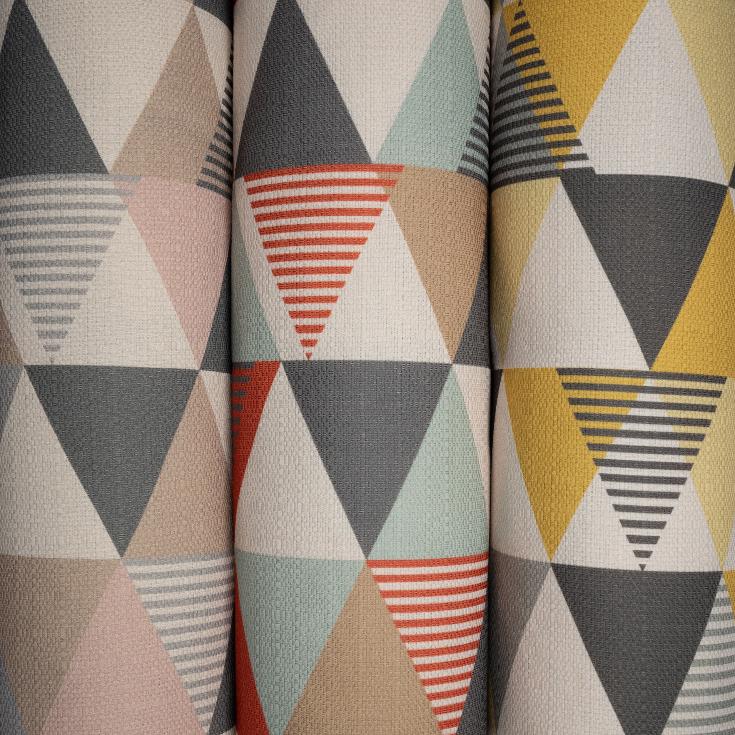 McAlister Textiles Vita Ochre Yellow and Grey FR Curtains Tailored Curtains