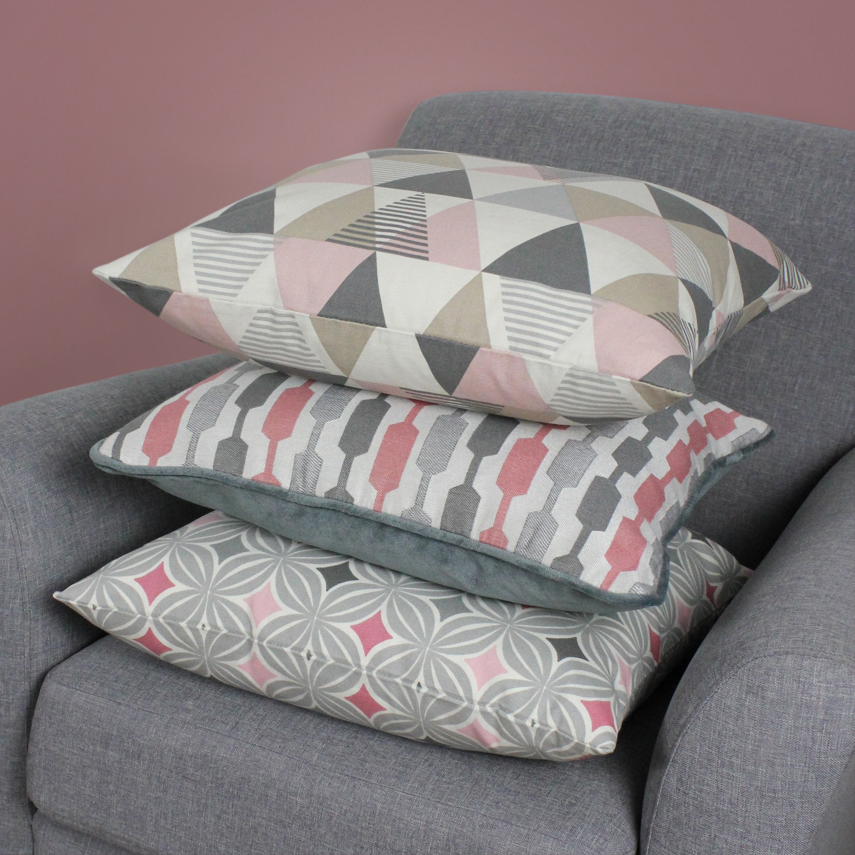 McAlister Textiles Vita Cotton Print Blush Pink Cushion Cushions and Covers