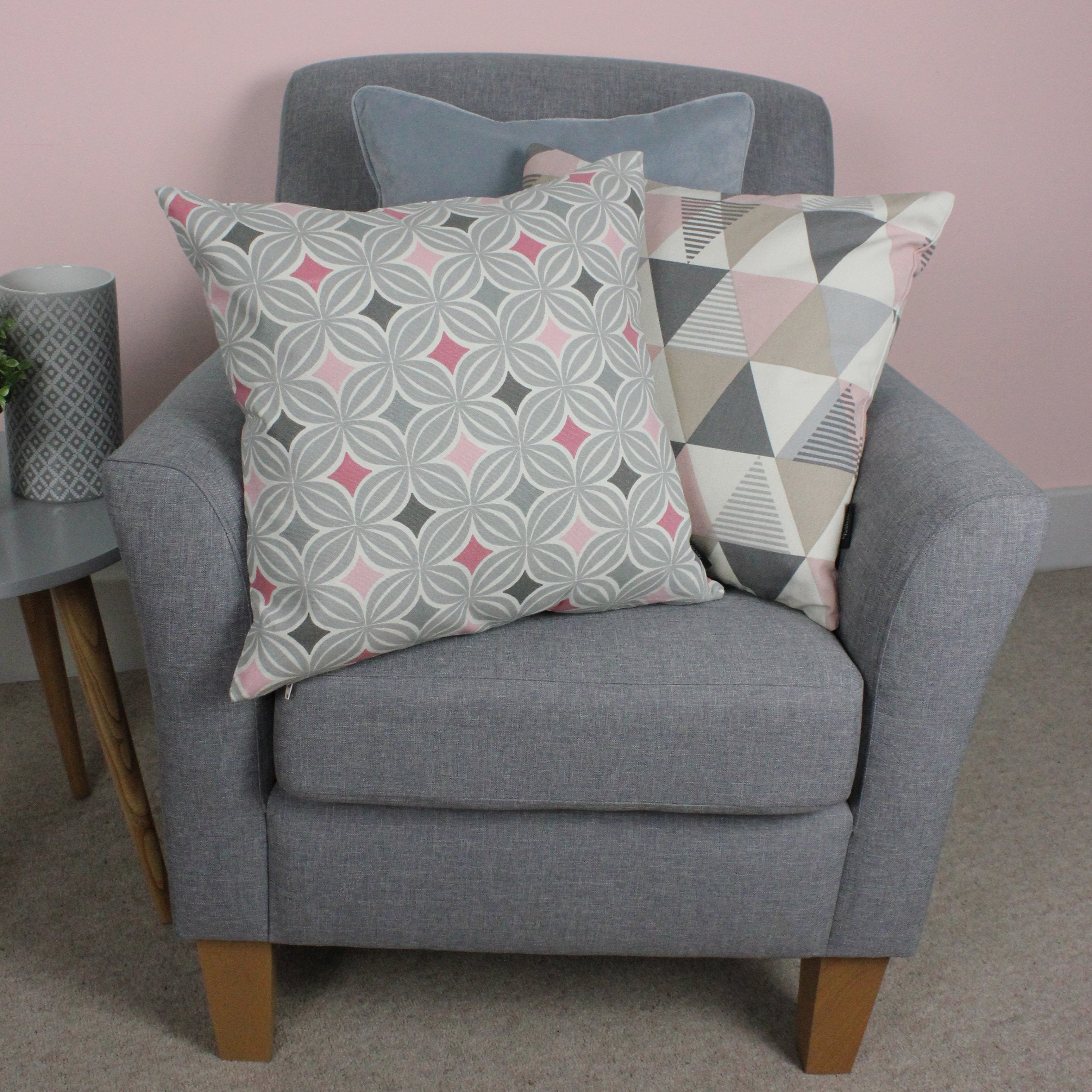McAlister Textiles Laila Cotton Print Blush Pink Cushion Cushions and Covers 