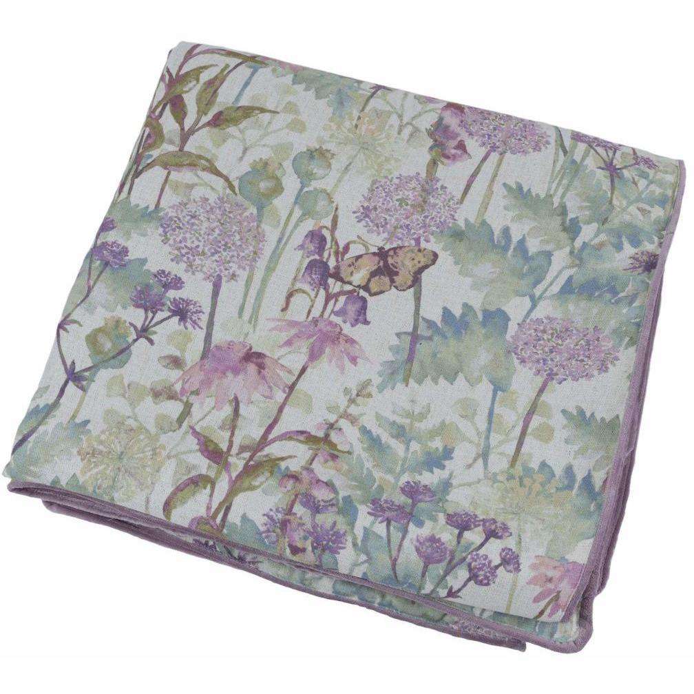 McAlister Textiles Wildflower Pastel Purple Linen Throws & Runners Throws and Runners Large (180cm x 254cm) 
