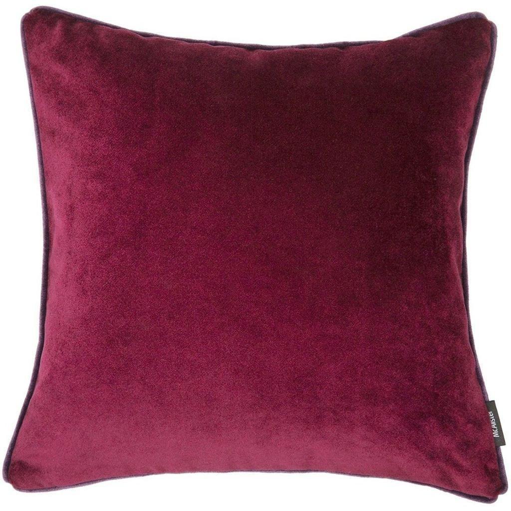McAlister Textiles Matt Wine Red Velvet Cushion Cushions and Covers Cover Only 43cm x 43cm 