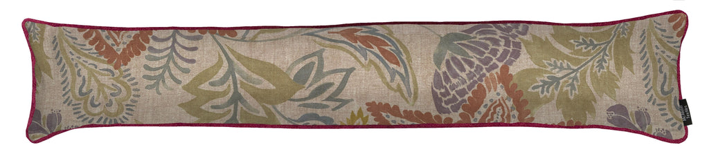 McAlister Textiles Florista Terracotta, Sage Green and Blue Floral Draught Excluder Draught Excluders 18cm x 80cm 