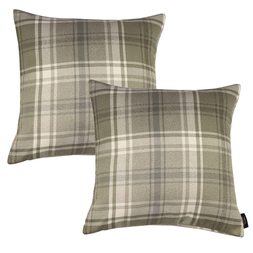 McAlister Textiles Angus Beige Cream Tartan 43cm x 43cm Cushion Sets Cushions and Covers Cushion Covers Set of 2 