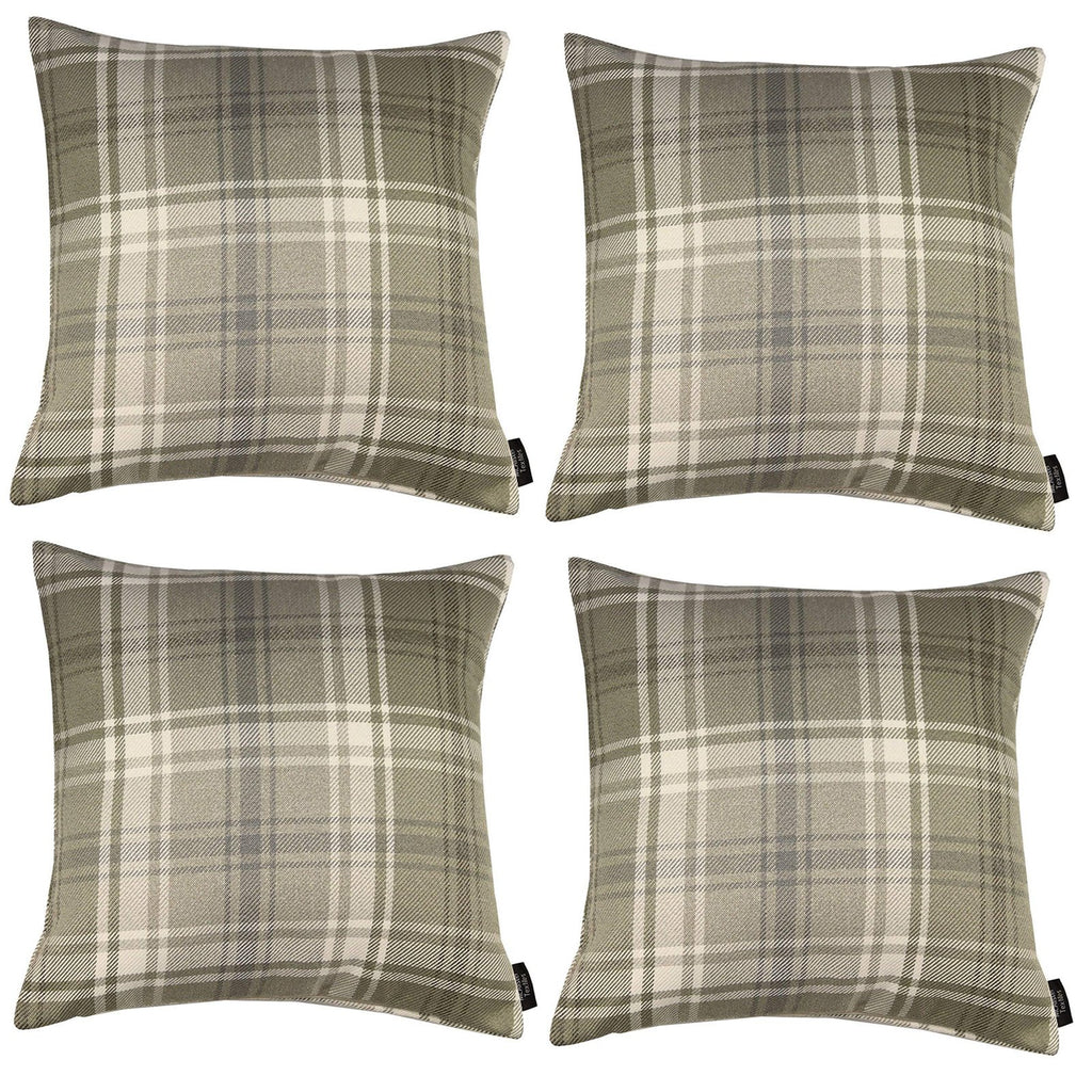 McAlister Textiles Angus Beige Cream Tartan 43cm x 43cm Cushion Sets Cushions and Covers Cushion Covers Set of 4 