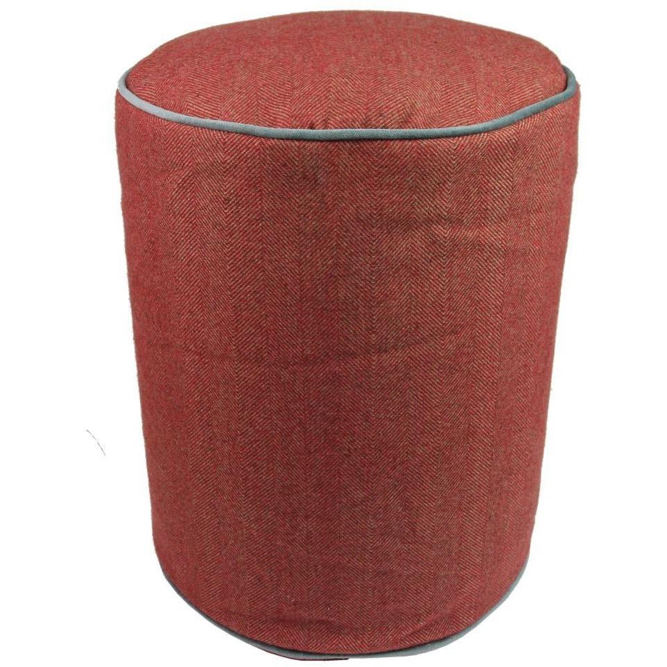 McAlister Textiles Deluxe Herringbone Red Ottoman Stool Round Stool 