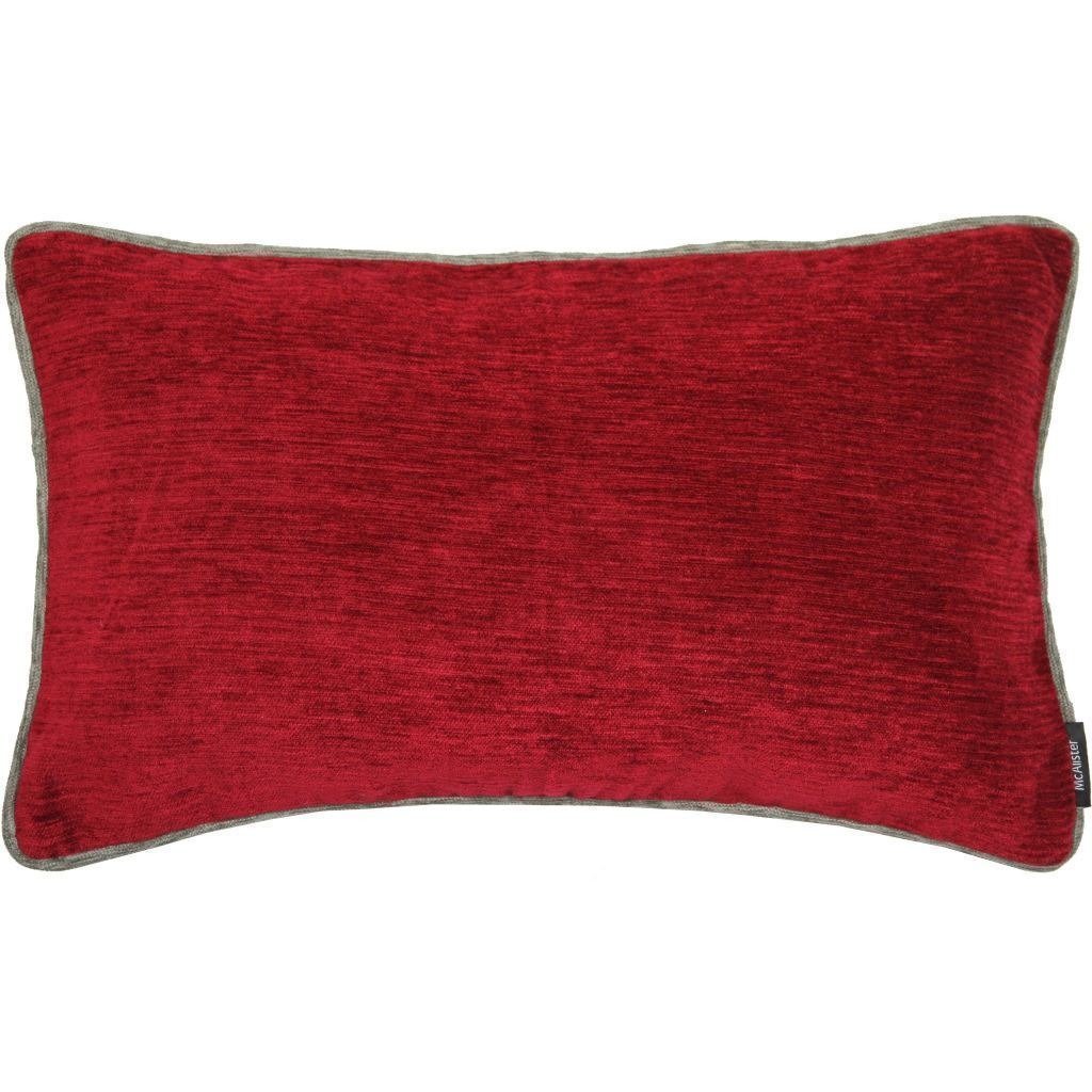 McAlister Textiles Alston Chenille Red + Grey Cushion Cushions and Covers Cover Only 50cm x 30cm 