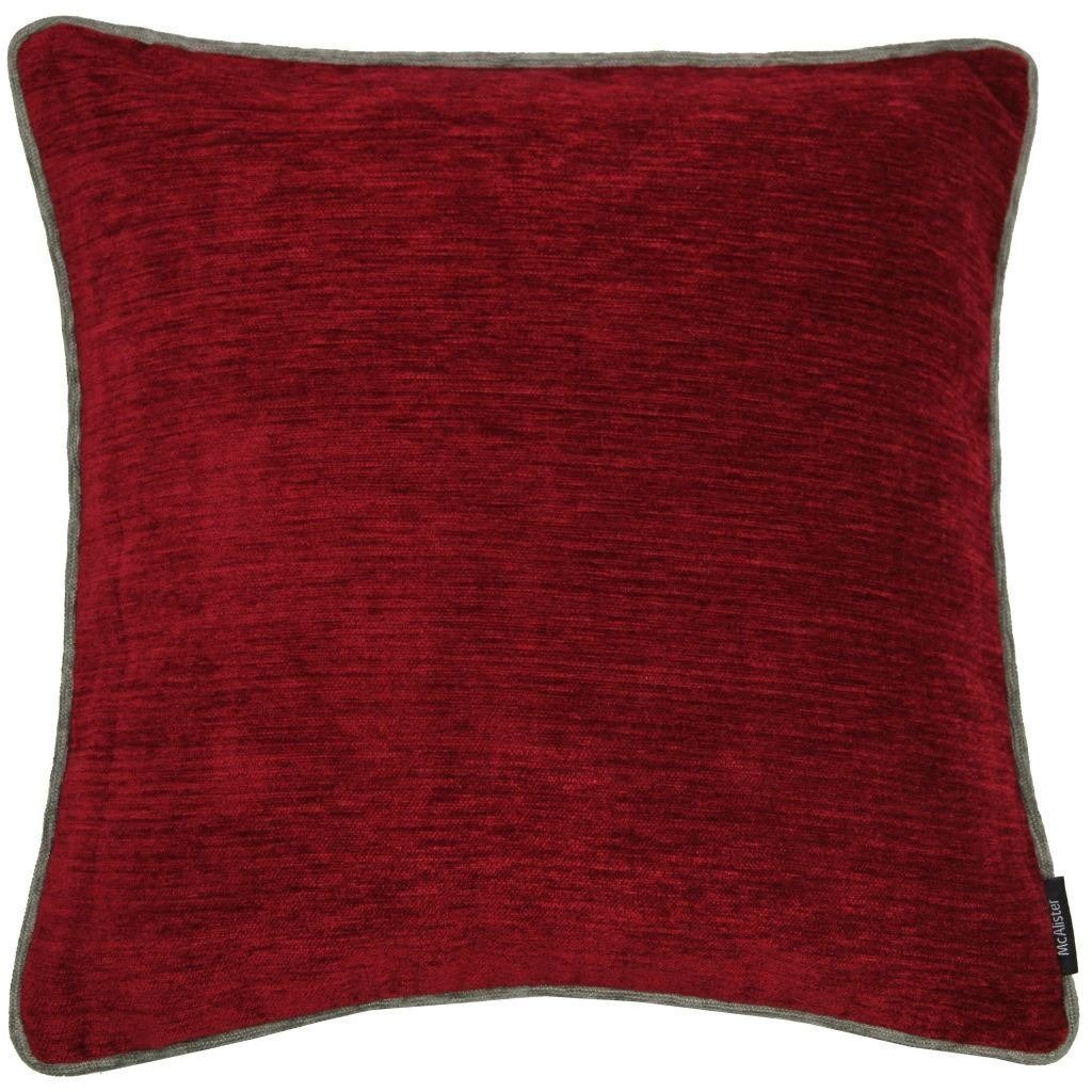 McAlister Textiles Alston Chenille Red + Grey Cushion Cushions and Covers Cover Only 43cm x 43cm 