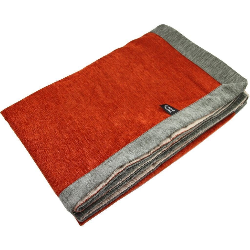 McAlister Textiles Alston Chenille Burnt Orange + Grey Throws & Runners Throws and Runners Regular (130cm x 200cm) 