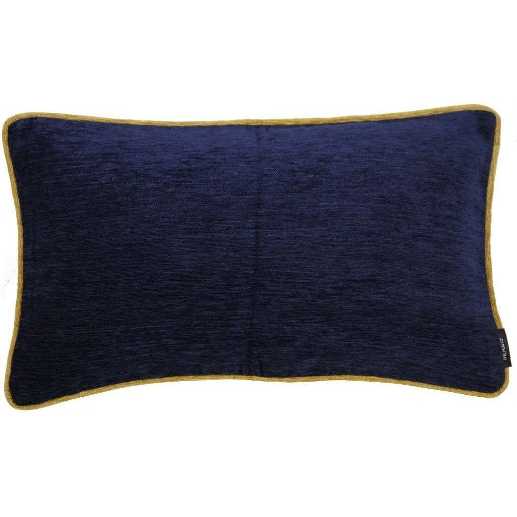 McAlister Textiles Alston Chenille Navy Blue + Yellow Cushion Cushions and Covers Cover Only 50cm x 30cm 