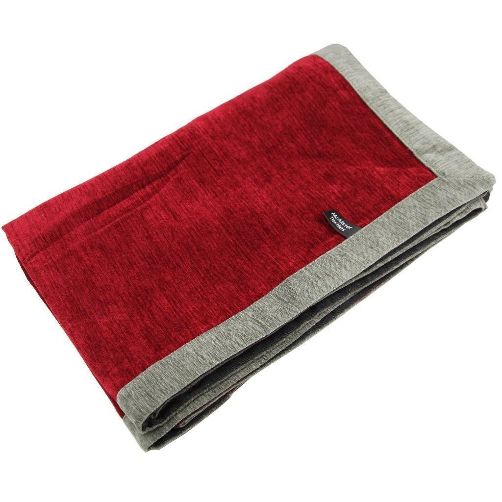 McAlister Textiles Alston Chenille Red + Grey Throws & Runners Throws and Runners Regular (130cm x 200cm) 