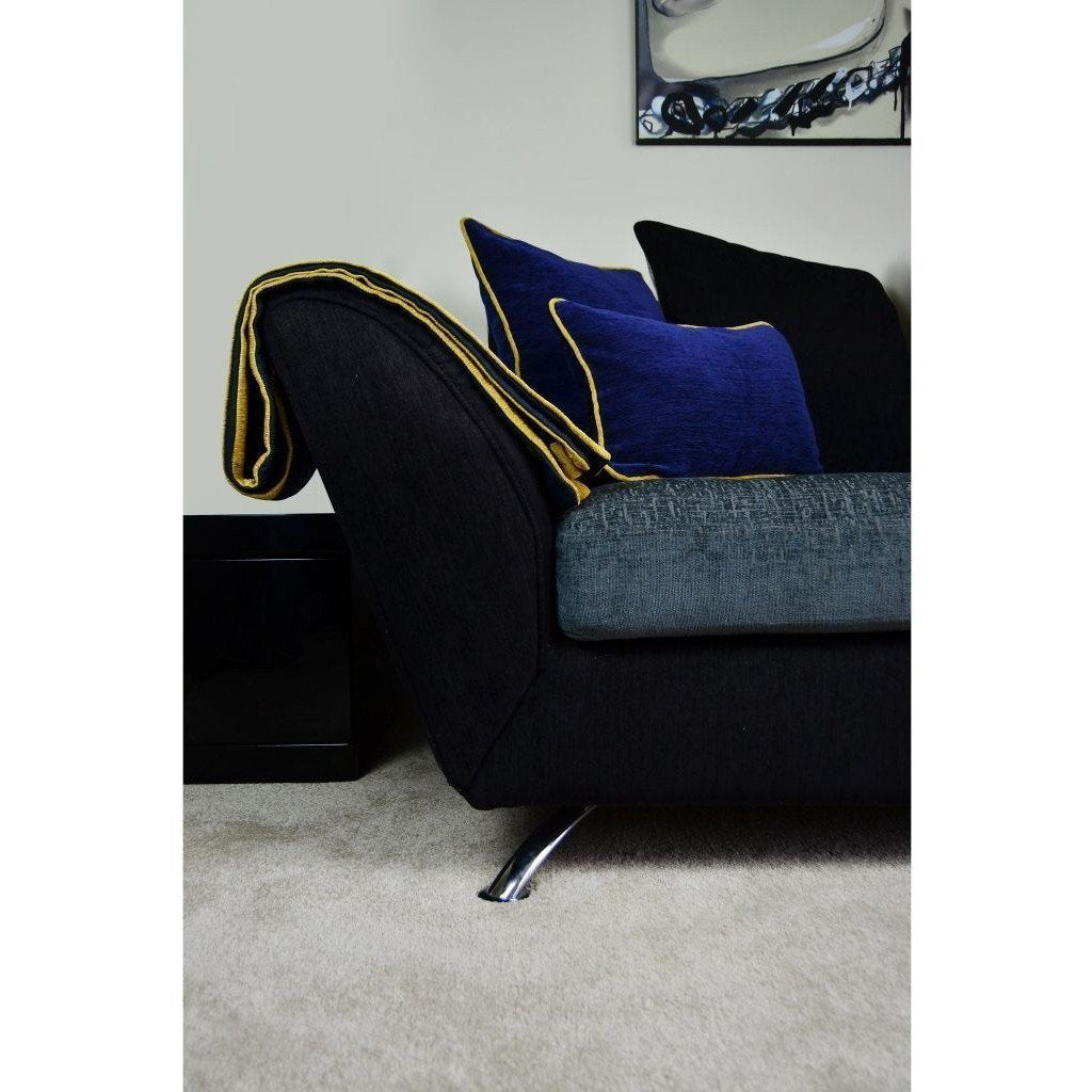 McAlister Textiles Alston Chenille Navy Blue + Yellow Cushion Cushions and Covers 