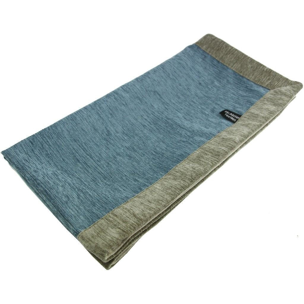 McAlister Textiles Alston Chenille Blue + Beige Throws & Runners Throws and Runners Regular (130cm x 200cm) 