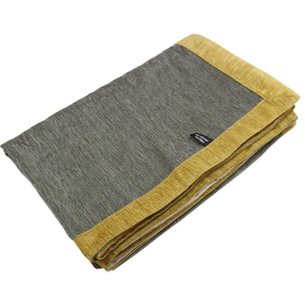 McAlister Textiles Alston Chenille Grey + Yellow Throws & Runners Throws and Runners Regular (130cm x 200cm) 
