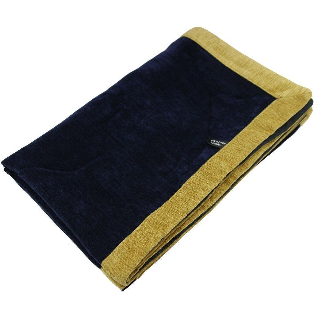 McAlister Textiles Alston Chenille Navy Blue + Yellow Throws & Runners Throws and Runners Regular (130cm x 200cm) 