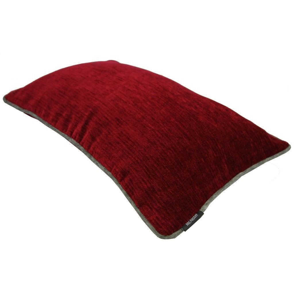 McAlister Textiles Alston Chenille Red + Grey Cushion Cushions and Covers 