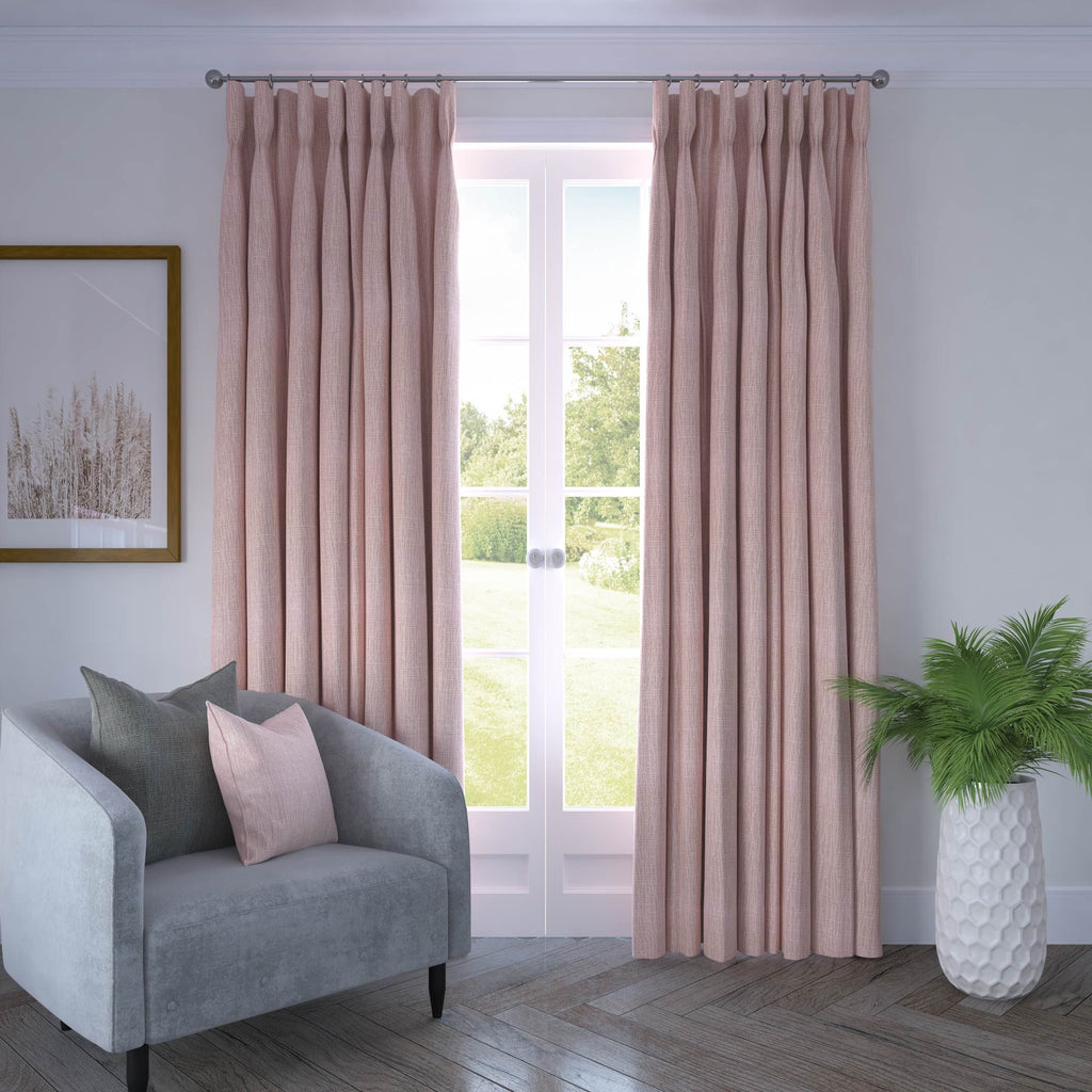 Linea Soft Blush Textured Curtains