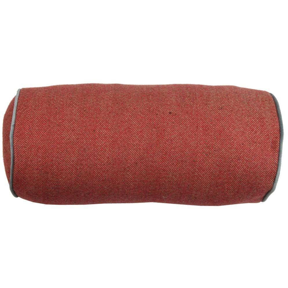 McAlister Textiles Deluxe Herringbone Red Bolster Pillow 45cm x 20cm Bolster Cushion 