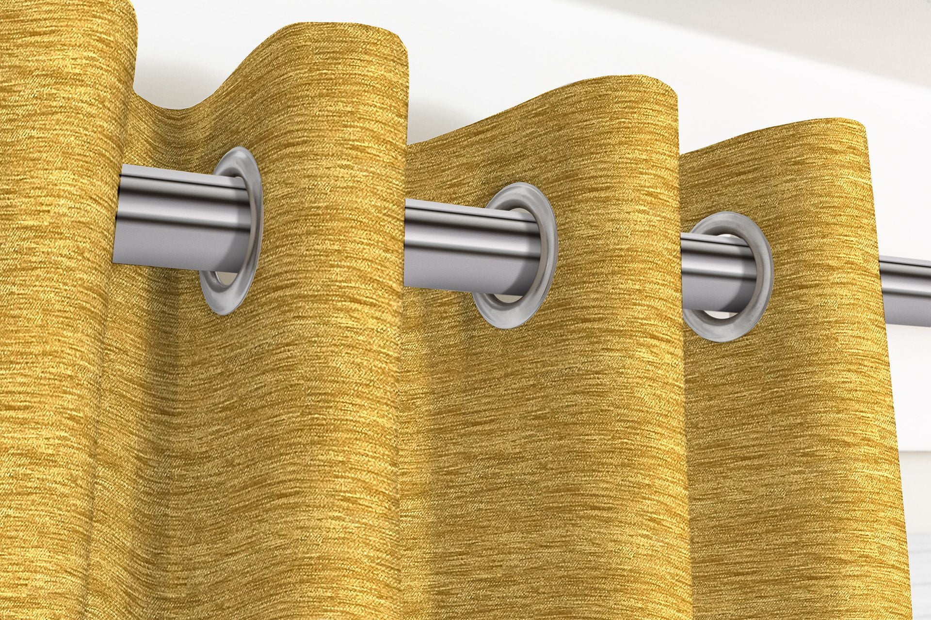 Plain Chenille Yellow Curtains
