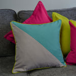 Load image into Gallery viewer, McAlister Textiles Panama Patchwork Teal + Grey Cushion Cushions and Covers 
