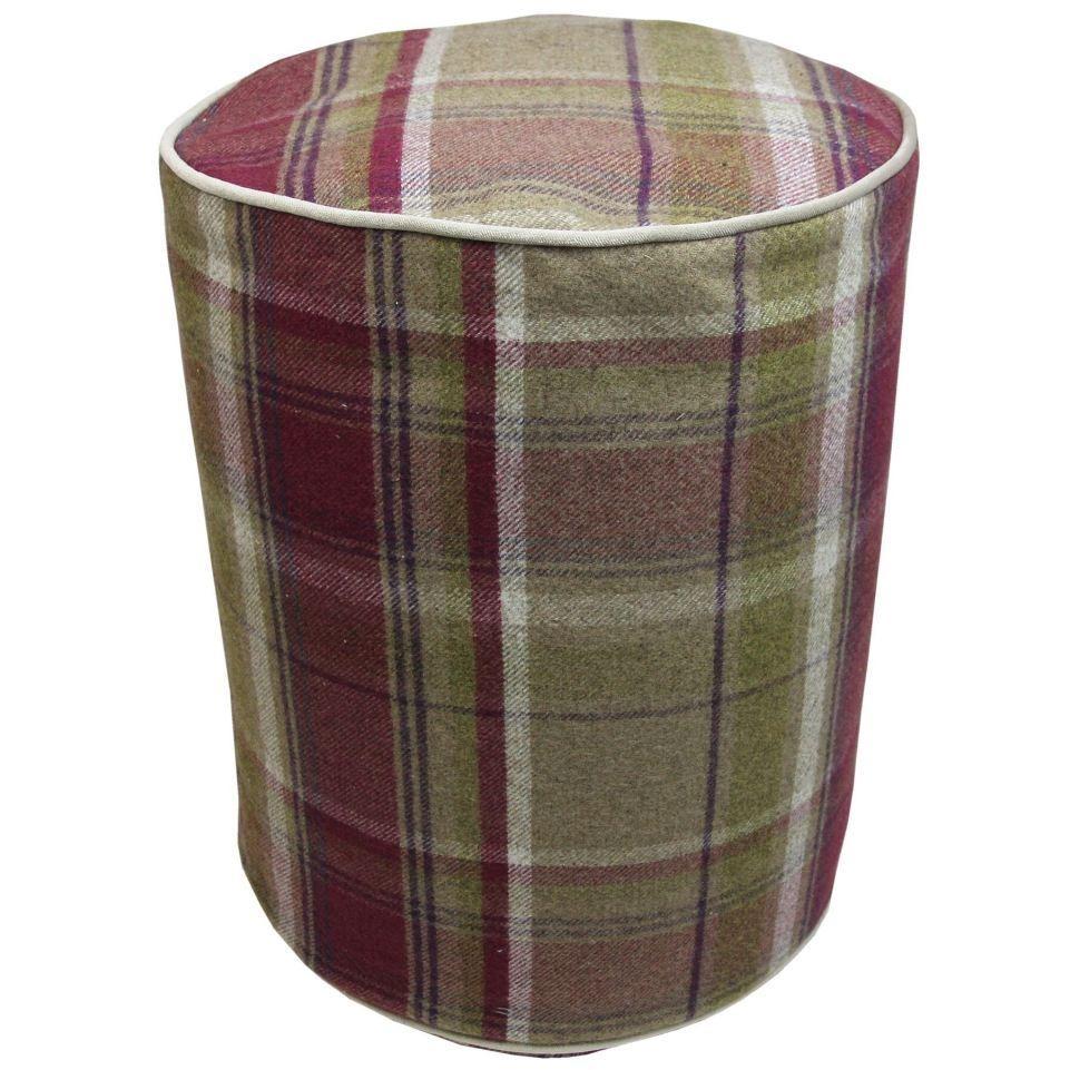 Round 2025 plaid ottoman