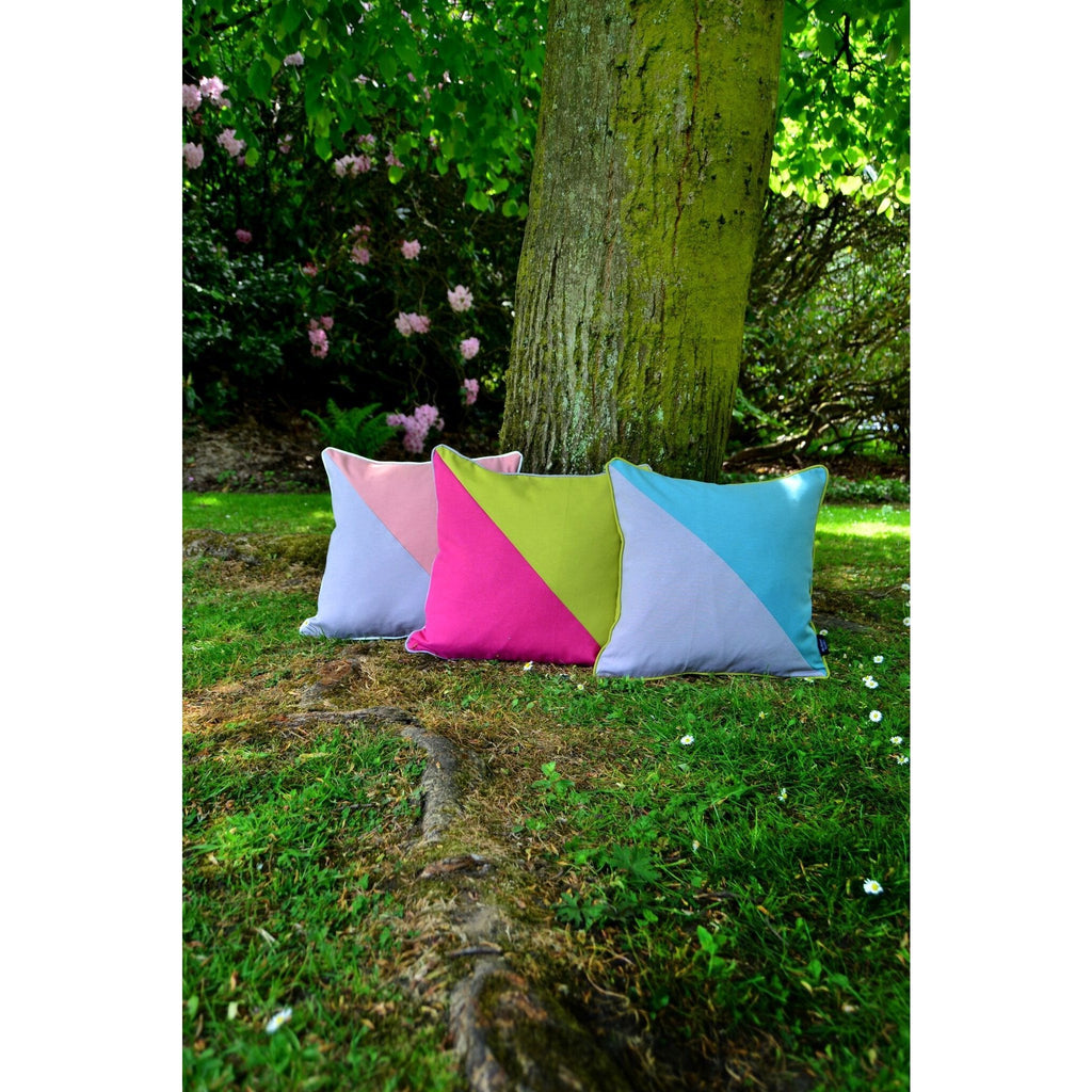 McAlister Textiles Panama Patchwork Lime Green + Fuchsia Pink Cushion Cushions and Covers 