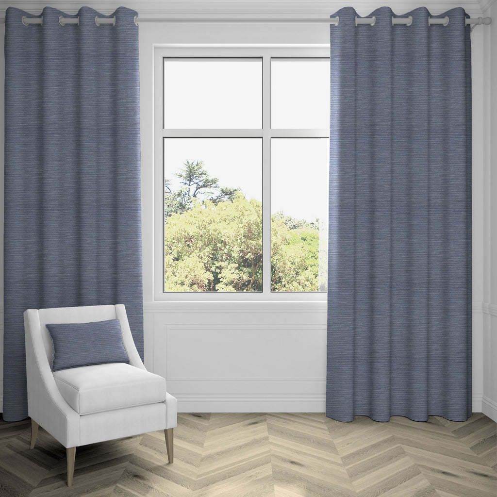 McAlister Textiles Hamleton Navy Blue Textured Plain Curtains Tailored Curtains 116cm(w) x 137cm(d) (46" x 54") 