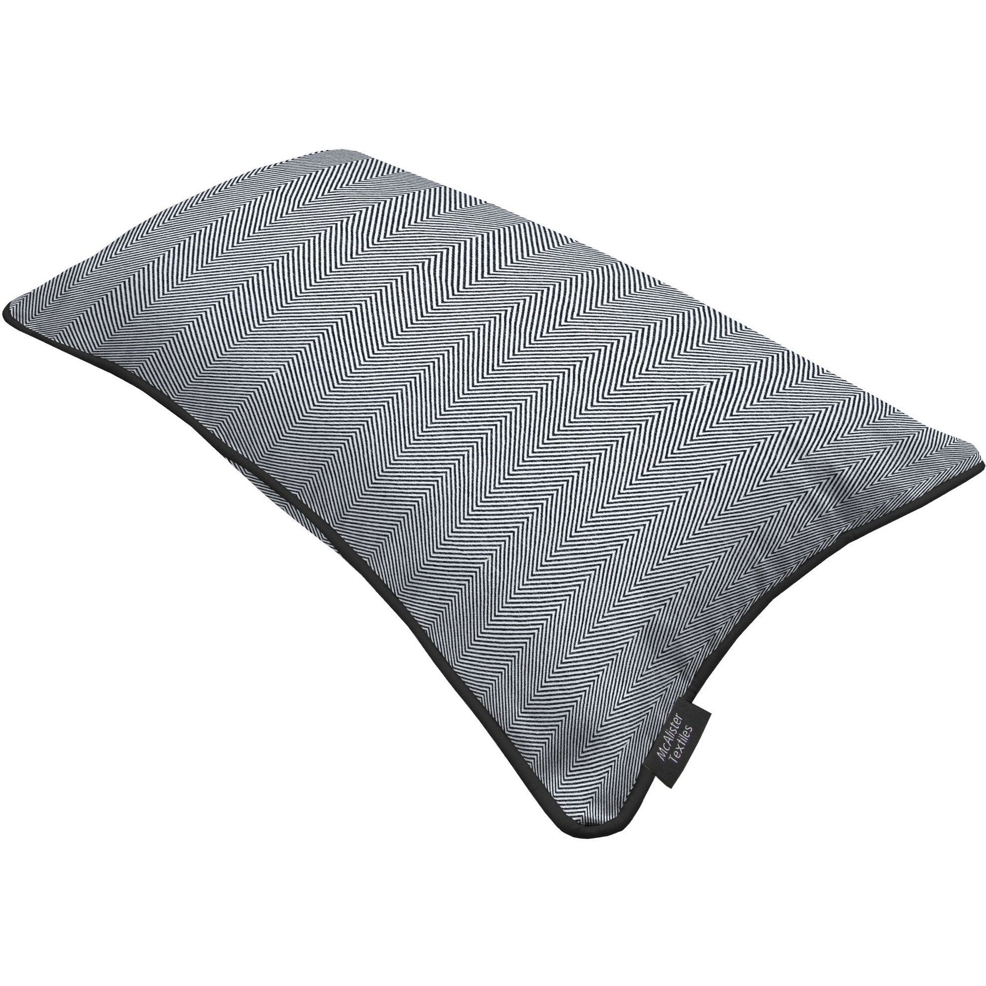 McAlister Textiles Herringbone Twill Black + White Cushion Cushions and Covers