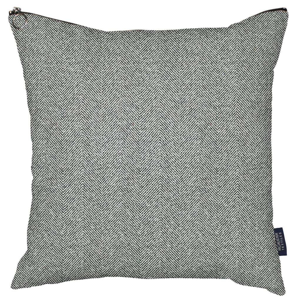 McAlister Textiles Herringbone Zipper Edge Charcoal Grey Cushion Cushions and Covers Cover Only 43cm x 43cm 