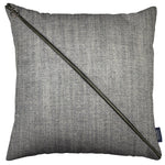 Load image into Gallery viewer, McAlister Textiles Rhumba Diagonal Zip Charcoal Grey Linen Cushion Cushions and Covers Cover Only 43cm x 43cm 

