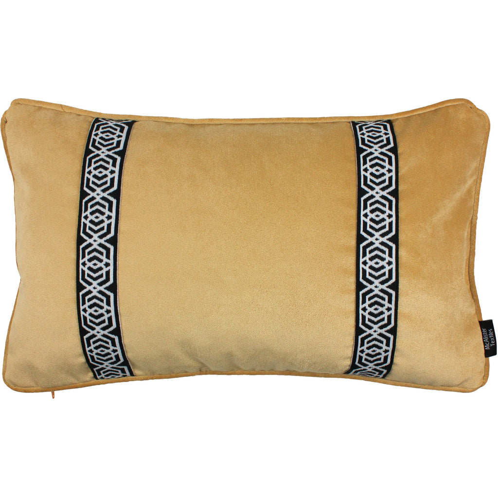 McAlister Textiles Coba Striped Ochre Yellow Velvet Pillow Pillow Cover Only 50cm x 30cm 