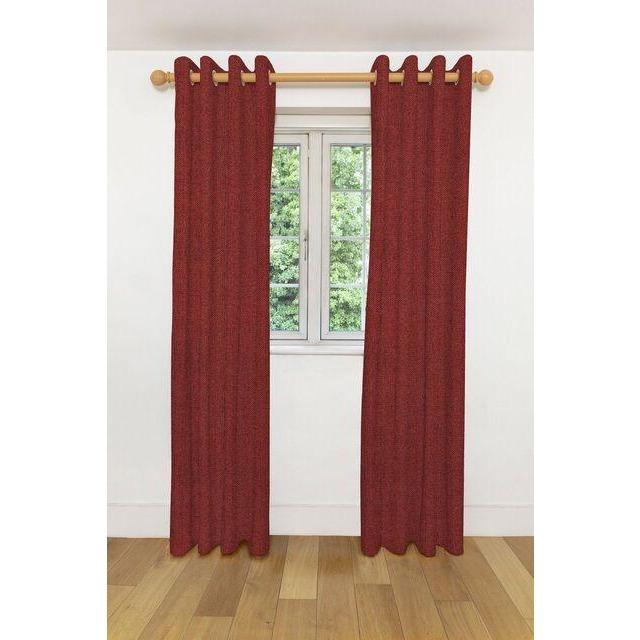 McAlister Textiles Herringbone Red Curtains Tailored Curtains 