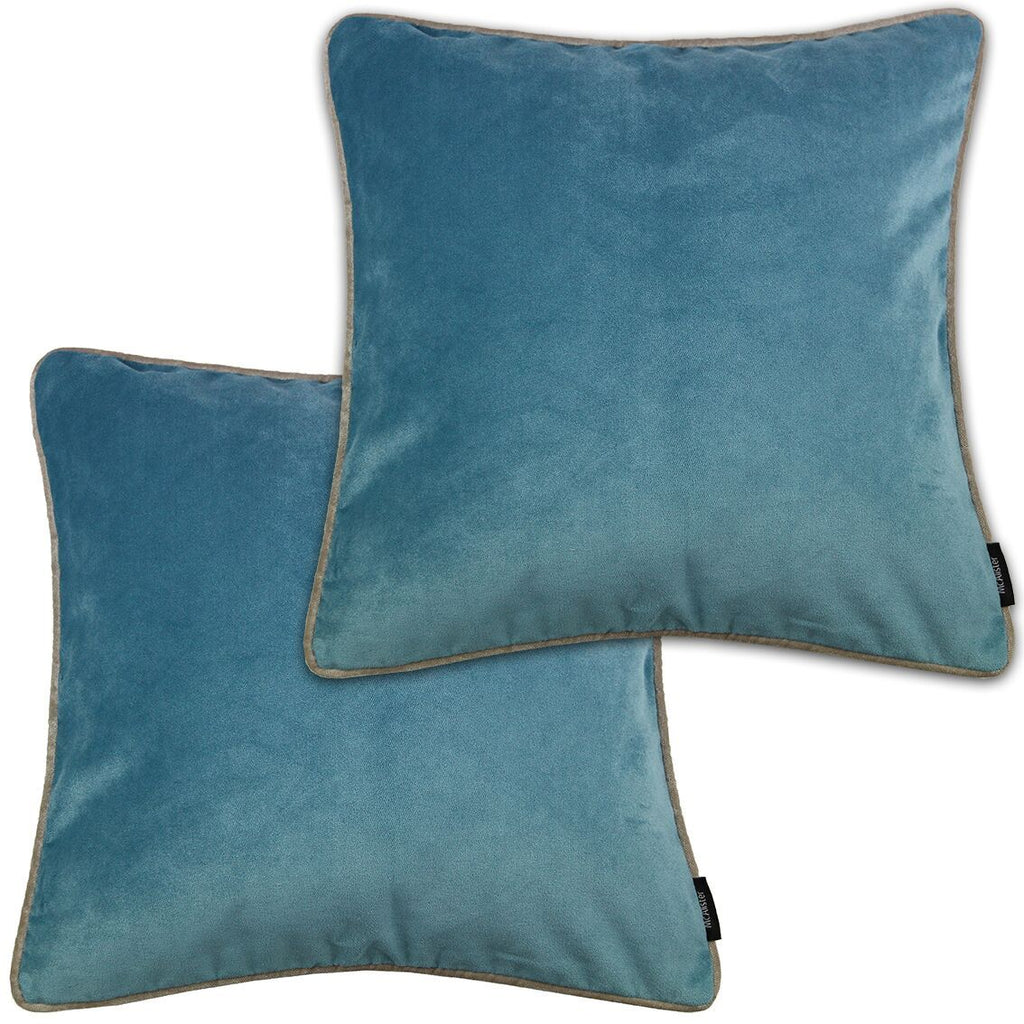 McAlister Textiles Matt Duck Egg Blue Velvet 43cm x 43cm Cushion Sets Cushions and Covers Cushion Covers Set of 2 
