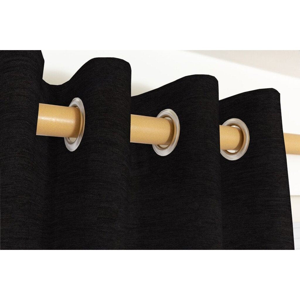 McAlister Textiles Plain Chenille Black Curtains Tailored Curtains 