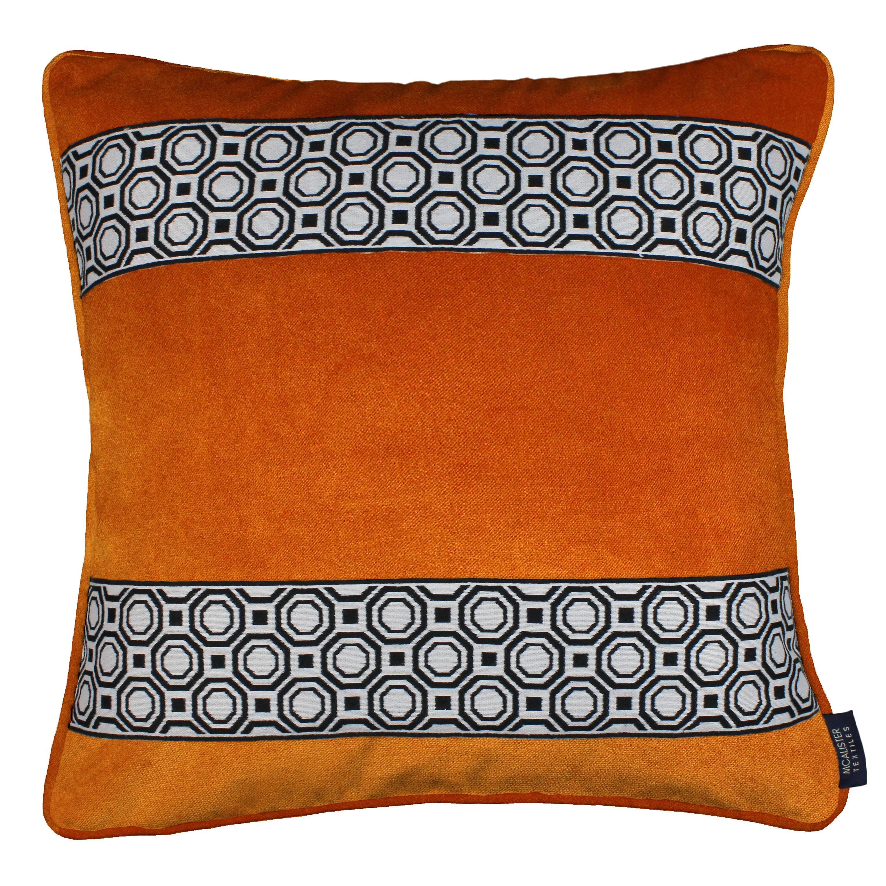 McAlister Textiles Cancun Striped Burnt Orange Velvet Cushion Cushions and Covers Polyester Filler 43cm x 43cm 
