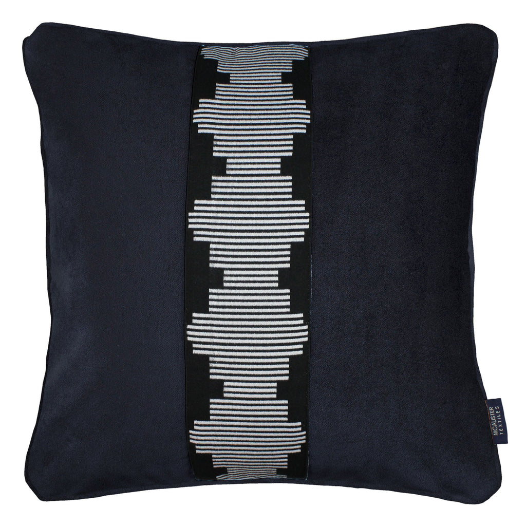 McAlister Textiles Maya Striped Black Velvet Cushion Cushions and Covers Polyester Filler 43cm x 43cm 