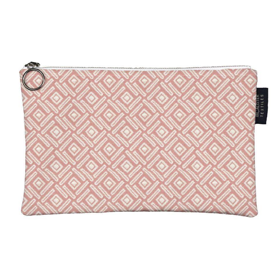 McAlister Textiles Elva Pink + Grey Makeup Bag - Large Clutch Bag 