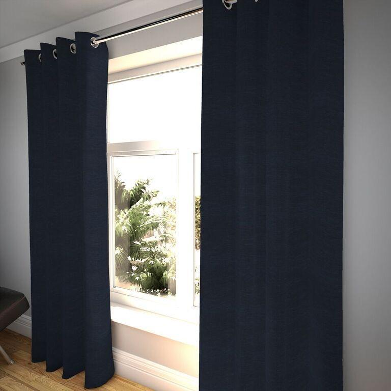 McAlister Textiles Plain Chenille Navy Blue Curtains Tailored Curtains 116cm(w) x 182cm(d) (46" x 72") 