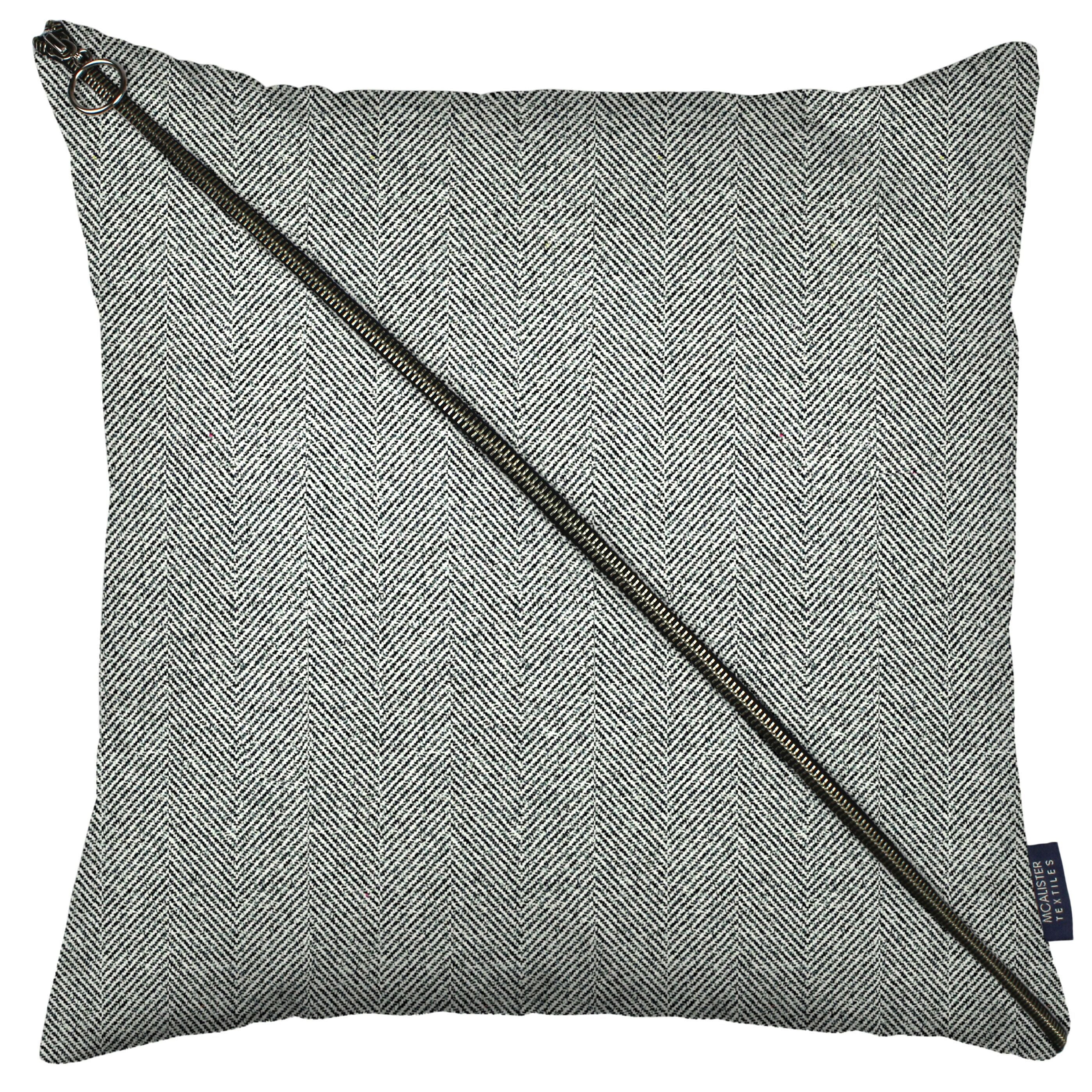 McAlister Textiles Herringbone Diagonal Zip Charcoal Grey Cushion Cushions and Covers Cover Only 43cm x 43cm 