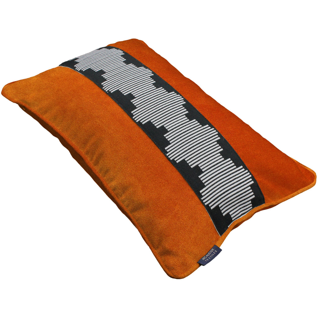 McAlister Textiles Maya Striped Burnt Orange Velvet Cushion Cushions and Covers 