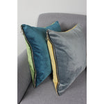Load image into Gallery viewer, McAlister Textiles Decorative Zipper Edge Yellow + Grey Velvet Cushion Cushions and Covers Cover Only 43cm x 43cm 

